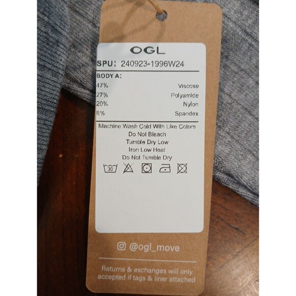 NWT OGL Wide Rib Surplice Top Long Sleeve V Neck Heather Gray Size Small Wrap - Picture 11 of 12